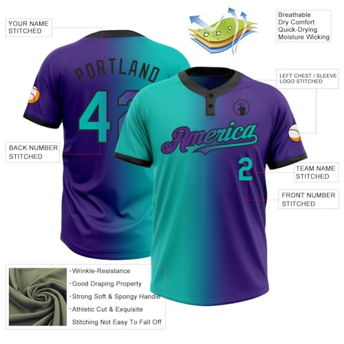 Custom Softball Jerseys Team Uniforms for Men Women Youth Boys, Personalized Gradient Baseball Shirts Stitched Name miniatura 3