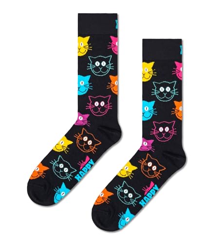Happy Socks Crew Socks Cat Sock for Men and Women Size 41-46