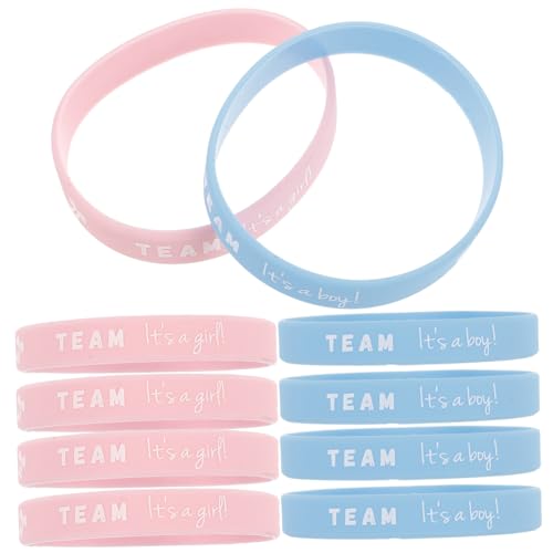 BESPORTBLE Lot De 10 Bracelets Silicone Gender Reveal Pour Filles Et Garçons, Taille Ajustable, Couleur Rose Et Bleu, Accessoires Légers Pour Fête Prénatale Et Événements Extérieurs