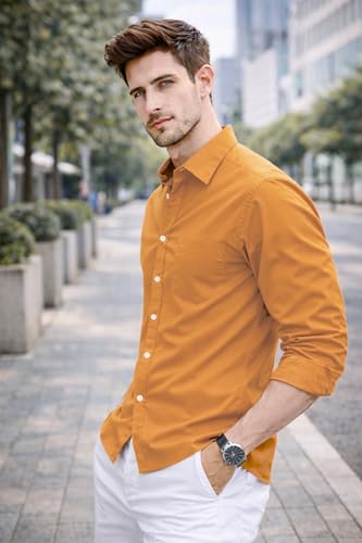 Image of Ben Martin Shirt for Men | Regular Casual Shirts for Mens' | Men's Casual Shirt's Slim Fit | Full Sleeve Cotton Shirts for Men's | Solid Shirt's for Mens Stylish | Formal & Casual Office Wear Shirts
