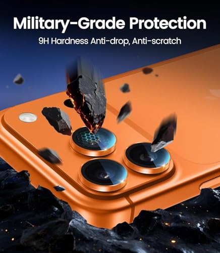 Image of OpenTech Premium Camera Lens Protector Compatible For iPhone 17 Pro / 17 Pro Max Cosmic Orange - 9H Tempered Glass, Military-Grade Anti-Scratch, Case-Friendly, Easy Install Frame