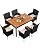 Flamaker 7 Piece Patio Dining Set Outdoor Acacia Wood Table and Chairs with Soft Cushions Wicker Patio Furniture for Deck, Backyard, Garden
