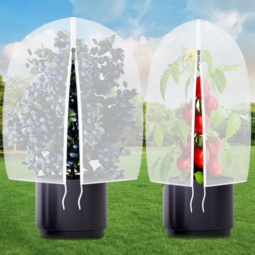 VITI Fruit Tree Netting for Cicadas - with 4Pcs 3.3Ftx3.3Ft Zipper&Drawstring Protection for Your Fruit Trees Garden Bird Netting Covers Blueberry Bush Tomato Bug Plant Protection Cherry Apple Tree