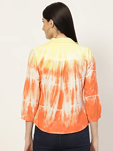Image of Maaesa - Women Handcrafted Tie-Dye Rayon Shirt | Casual & Office Wear | Relaxed Fit | Long Sleeve | Breathable & Lightweight Fabric