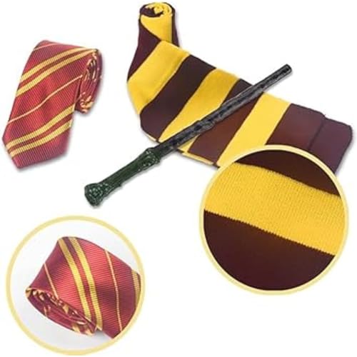 Image of WANNA PARTY WP Polyester Harry The Magician Costume Combo Including Robe, Magic Wand,Tie, Scarf & Glasses For Kids 8-10 Years - Size L, Brown