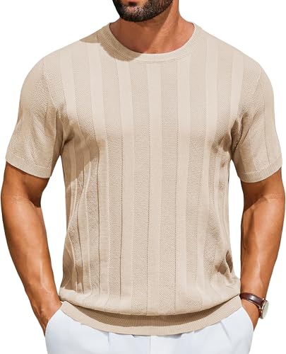 T-shirt en tricot col rond COOFANDY en maille premium texturée