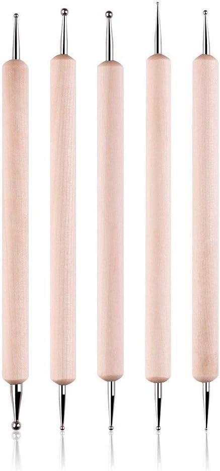 5 Stück Dotting Pen Nail Art Dotting Tools, Dotting Tools Set, Nail Design Marbleizing Werkzeug Pen, für Nagelkunst, Prägemuster