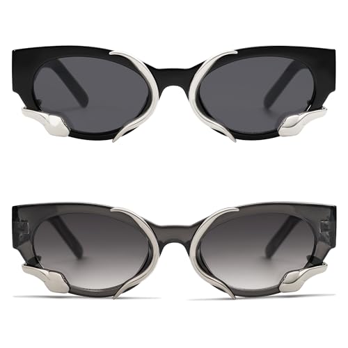 Trendy Sunglasses for Women Men Vintage Narrow Cateye Metal Snake Sunnie Y2k Accessories AP3621