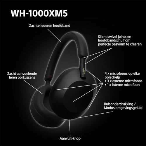 Sony WH-1000XM5 Noise Cancelling draadloze hoofdtelefoon - 30 uur batterijduur - Over-ear - Geoptimaliseerd voor Alexa en Google Assistent - met ingebouwde microfoon voor telefoongesprekken - Zwart - Afbeelding 7