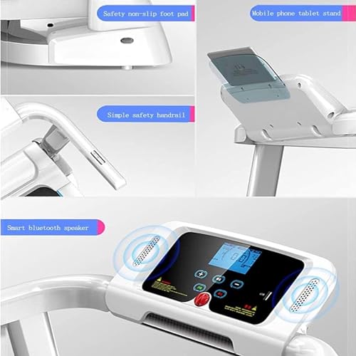 Image of Folding Treadmill with LED Display Silent Weight Loss Folding Home Treadmill Load 120Kg White Fitness Equipment