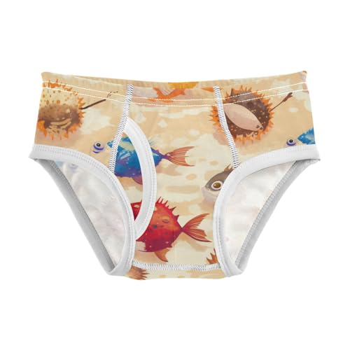 KLL Cute Puffer Hawaiian Fish Little Boys Cotton Nighttime Underwear Cute Children Panties