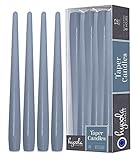 Hyoola Tall Taper Candles - 10 Inch Grey Blue Unscented Dripless Taper Candles - 8 Hour Burn Time - 12 Pack