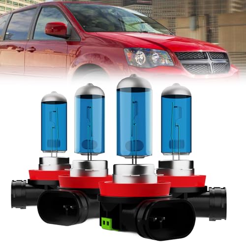 Image of Headlight Bulbs Compatible With Dodge Grand Caravan 2011-2020,H11 /H8 /H9 High Beam+ H11 /H8 /H9 Low Beam Halogen Light Bulb,Super Bright 6000K White,Pack of 4
