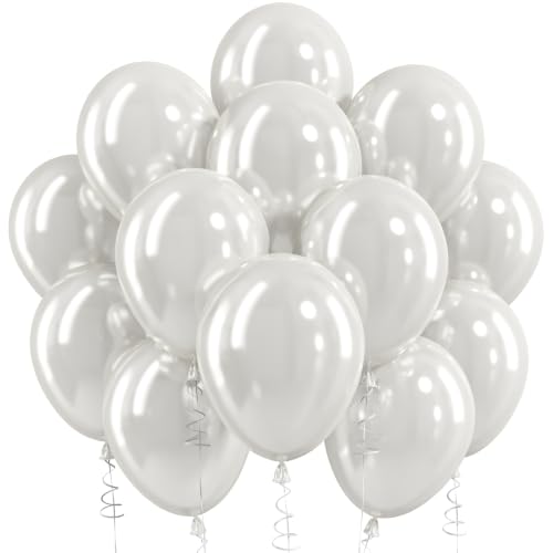 Image of Pearl White Balloons, 12 Inch Pearlescent Pearl Latex Party Balloons | White Pearl Balloons for Wedding, Bridal shower, Baby Shower, Birthday, Anniversaries, Christmas