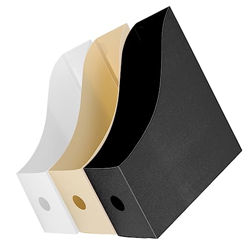 HAPINARY 3Pcs File Document Organizer Rack Stylish Plastic Storage for Files Magazines Books Desktop Holder for Office Study Use