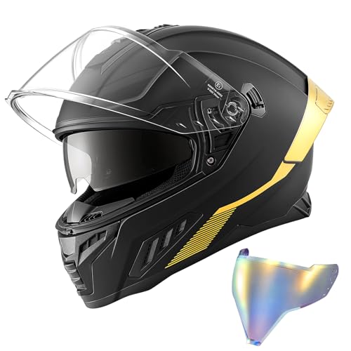 VEVOR Integralhelm mit Sonnenblende Größe XL, Motorradhelm mit Doppelvisier ECE 22.06 Zertifiziert Vollvisierhelm für Damen & Herren Vollvisierhelm mit Bluetooth-Lautsprecherfach, Mopedhelm Full Face