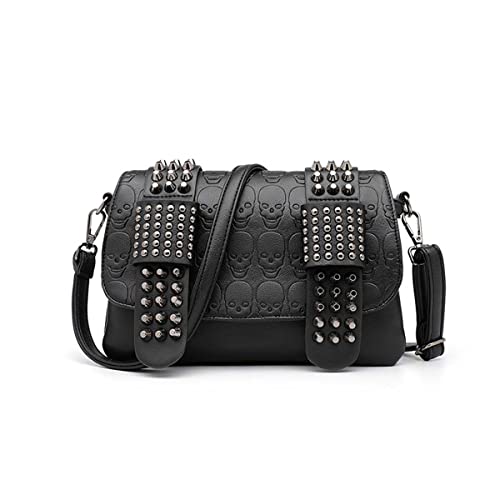 MLAFE Gothic Shoulder Bag Steampunk Shoulder Messenger Bag Rivet Skull Shoulder Bag Harajuku Shoulder Bag