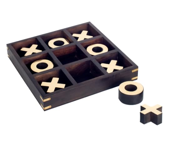 SIGNES GRIMALT Drewniany zestaw z błyszczącym złotym efektem 25,5 cm - dekoracyjny Tic Tac Toe - drewniana gra planszowa