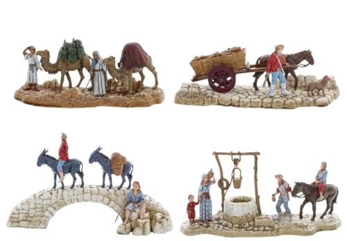 Moranduzzo Set 4 Pastori Adatti a Presepe da 6 cm Scala 1:32 – MINI 6 – Statuine Indistruttibili, Stile '700, Rifinite a Mano, Scultore M. Landi, Made in Italy