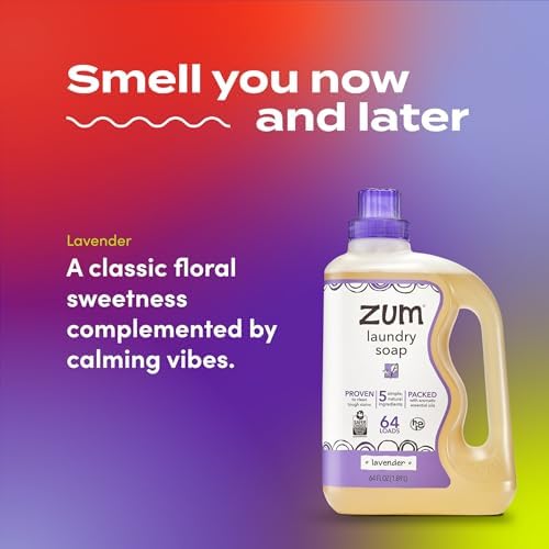 Zum Indigo Wild Clean Laundry Soap - Plant-Based Liquid Laundry Soap - Contains Baking Soda, Essential Oils & Saponified Coconut Oil - Lavender Scent - 64 fl oz (2 Pack)