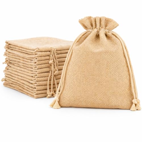Foxtree 10 Pcs Jute Drawstring Potli Bag | 10x15 CM | Eco-Friendly Burlap Gift Pouch | Reusable Wedding Shagun Bag for Dry Fruits, Jewelry, Return Gifts, Festive & Party Favors (10 Pcs, 10x15 CM)