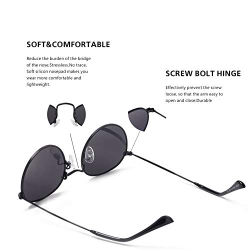 Image of Small Round Polarized Sunglasses Retro Men Women Mirrored Lens Metal Frame Circle Sun Glasses Shades