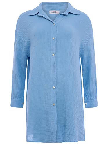 Zwillingsherz Musselin Longbluse aus 100% Baumwolle mit Knopfleiste –...