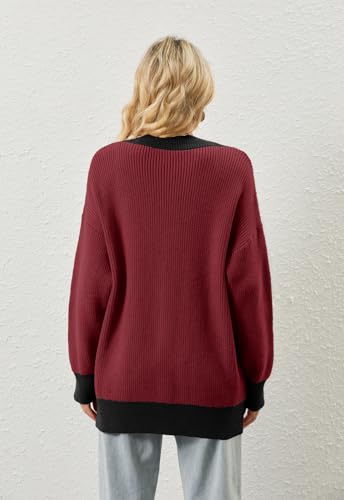 Alaster Queen Women's Striped Sweater Cardigan Fall Open Front Button Down Long Sleeve Knit Color Block Cardigan with Pockets3