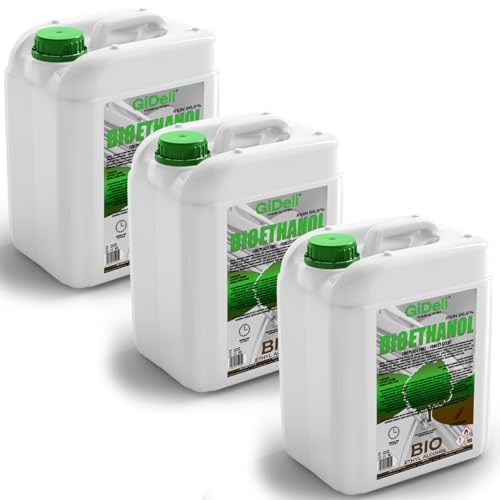 GiDeli Bioetanol 3 x 10 l Bosque Fragancia 96,6% de etanol para interior y exterior, sin humo ni hollín, de maíz y remolacha azucarera