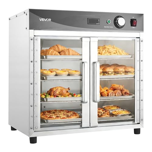Image of VEVOR Electric Hot Box Food Warmer, 4-Tier Commercial Warming Cabinet with Water Tray, Glass Door and Adjustable Shelves, Stainless Steel Food Warmer Cabinet, for Restaurant, Kitchen, Pizza, Chicken