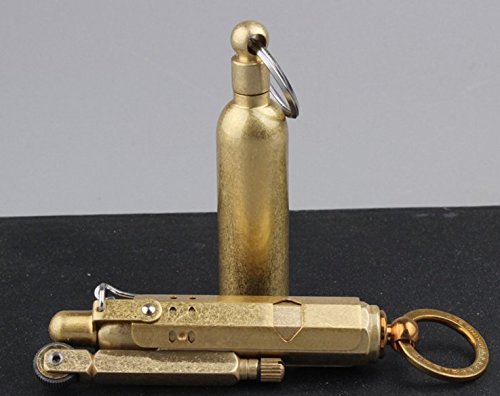 Jifeng Handmade Wwi Wwii Cool Retro Vintage Brass/Copper Trench Lighter And Solid Brass Fuel Bottle, Gift For Collection #TOP1