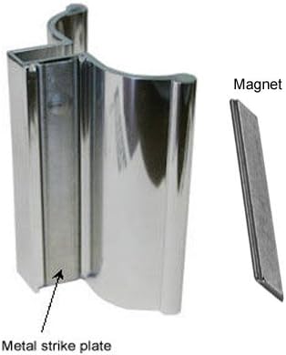 Miniatura 3 de Manija de puerta de ducha sin marco cromado brillante de 3 pulgadas con huelga de metal e imán - Juego