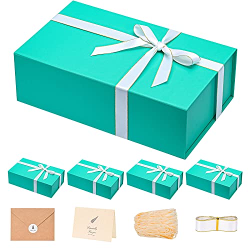Image of LIFELUM Large Gift Boxes with Lids,5 Pack 13.85 x 8.35 x 4.45 inch Rectangle Collapsible Gift Boxes with Ribbon,Card,Shredded Paper Filler Christmas,Birthdays