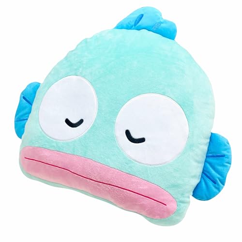 MORIPiLO 抱き枕 サンリオキャラクターズ ハンギョドン (ダイカットねむねむピロー) 肌にやさしいマイクロ生地 グッズ ぬいぐるみ 昼寝枕 ブルー 45x35x10cm まくらのモリシタ