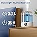 HiLIFE Humidifiers for Bedroom, 3 Times Fog Coverage, 3.2L Ultrasonic Cool Mist Humidifiers for Home Baby Nursery & Plants, Top Fill Air Humidifier Lasts Up to 35 Hours, Auto Shut-Off (Blue)