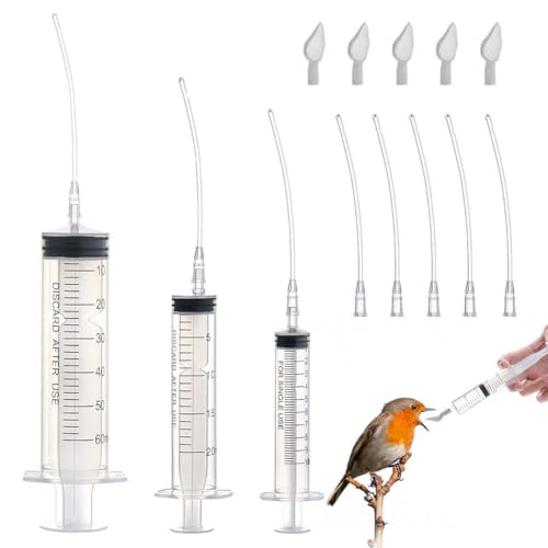 Baby Bird Feeding Syringe Set, Feeding Tubes and Spoon Parrot Small Pet Manual Feeder Measuring Tools， Milk Water,Liquid Food,Reusable (10ml+20ml+60ml)