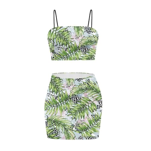 Image of 2025 Sexy Spaghetti Strap Crop Tops and Bodycon Skirt Casual 2 Piece Set S-4XL