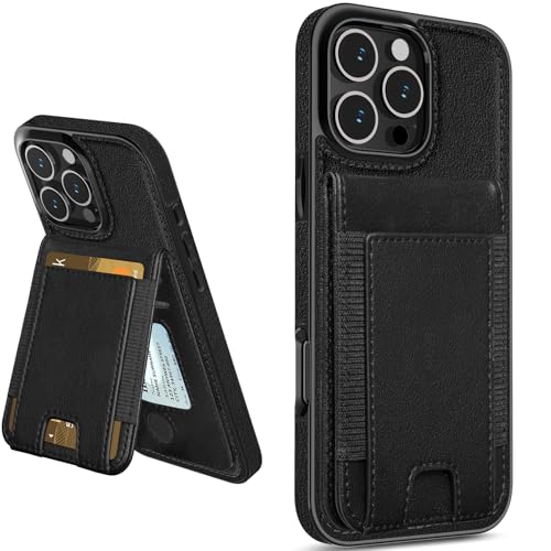 Image of LOHASIC for iPhone 16 Pro Max Wallet Case with Card Holder, Leather, Black