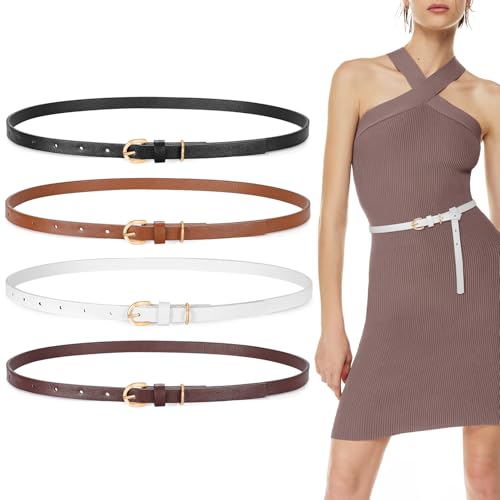 XZQTIVE 4 Pack Thin Belts for Women 0.5