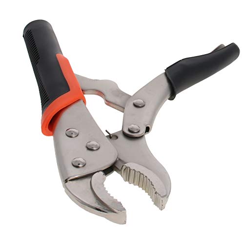 Utoolmart バイスグリップ ロッキングプライヤー 曲線あご 10インチ 1個入り プラスチック製の柄 バイスプライヤー バイスグリッププライヤー 固定 エンジニア用 45#鋼製 表面処理ニッケルメッキ