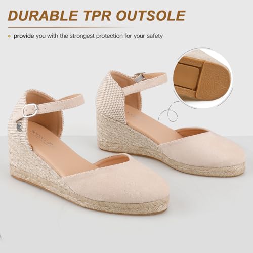 BCTEX COLL Women's Espadrilles Wedge Sandals Ankle Strap Platform Closed Toe Dressy Shoes3