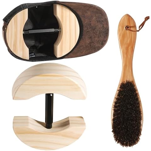 Hat Stretcher with Hat Brush Wood, Hat Stretcher for Fitted Hats and Men Cowboy Hat, Jack Stretcher Heavy Duty Cover