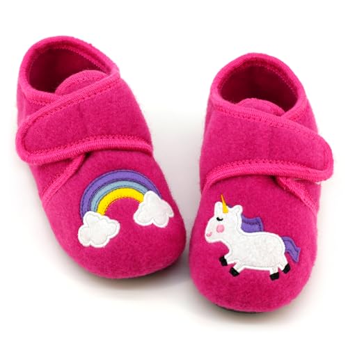 qpyysz Pantoufles pour enfants garçons et filles - Chaussures pieds nus - Licorne - Dinosaure - Chaussons d'hiver - Respirants et antidérapants, Motif licorne, 28 EU Large