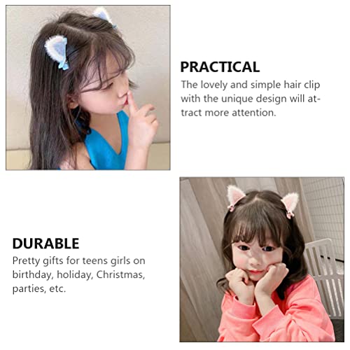 Luozzy 10 Pcs Toddlers Cat Ears Hair Clips Baby Girls Cat Ear Barrettes Clip Hair Accessories Animal Ears Hair Barrettes For Girls Plush Cartoon Cat Ears Pink Purple Blue Yellow #TOP5