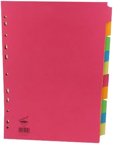 Concord Bright Subject Dividers Europunched 10-Part A4 Assorted Ref ...