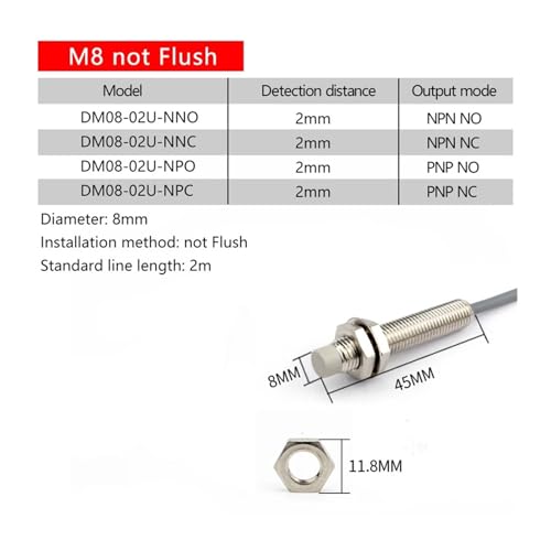 Capteur de proximité 8 mm M8 24V pour détection de métal