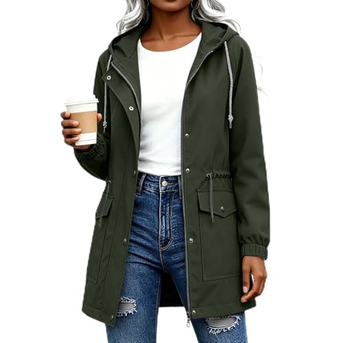 Chaqueta cortavientos impermeable de mujer con capucha y bolsillos