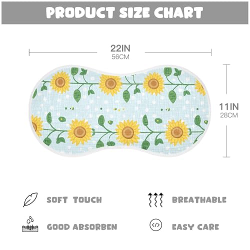 Summer Sunflower Fresh Green Aesthetic Cotton Burp Cloths Soft Touch Baby Feeding Cloth for Set of 2, 22x11in4