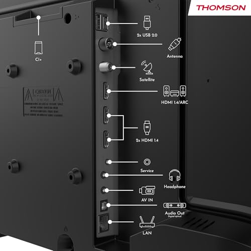 Thomson 24 Zoll (60cm) HD LED Smart TV, Wi-Fi, Sprachsteuerung, HDR10, Dolby Audio, Triple-Tuner (Kabel/Satellit/Antenne), HDMI, USB, 1.5GB RAM, 8GB Flash - 24HT2S15