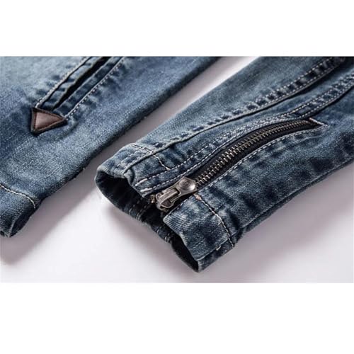 Men's Slim Fit Denim Jacket Zipper Pocket Motorcycle Style Jean Jacket4